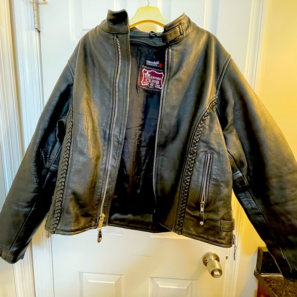 Leather club genuine leather jacket, size 42
